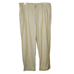 Bills Khakis Seersucker Pleated Cuffed Pants Beige White Men's 35 Waist 35x30